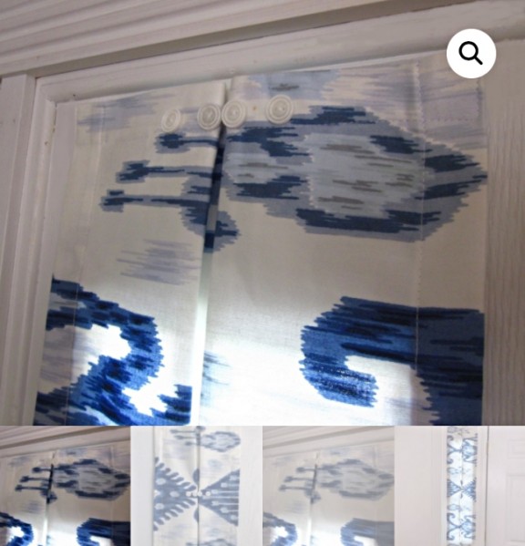 blue and white sidelight curtain, entri window panels