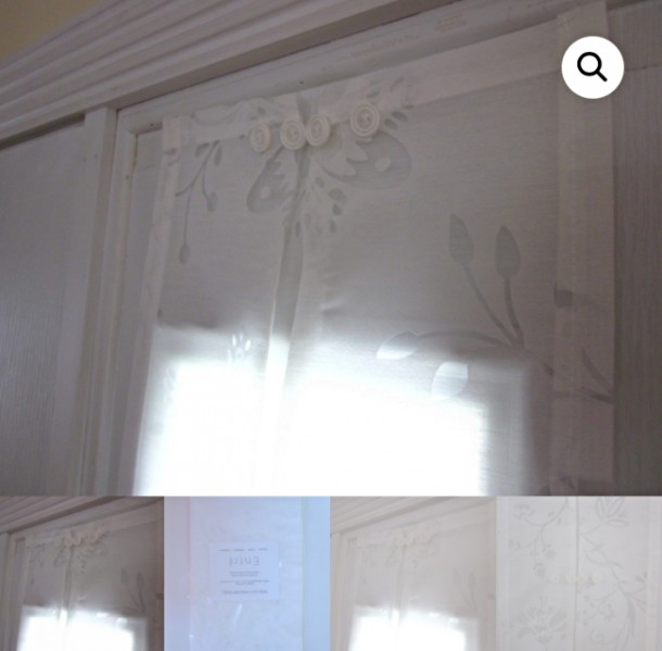 white sheer flower sidelight curtain, entri window panels