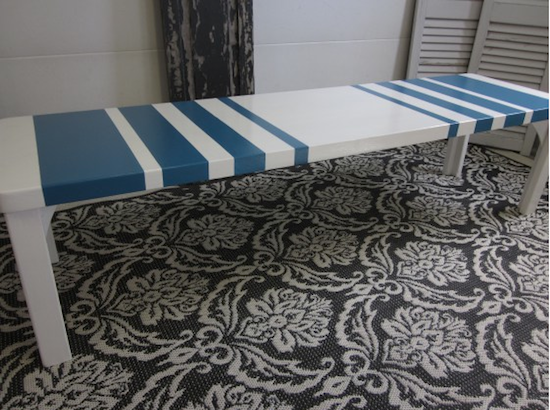 turquoise and white bench