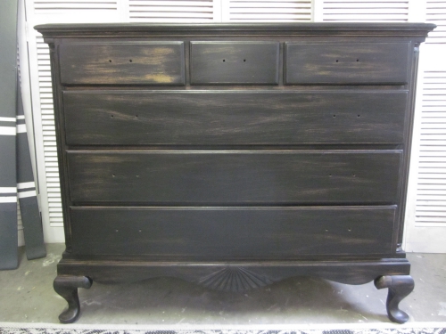 black stained distressed dresser