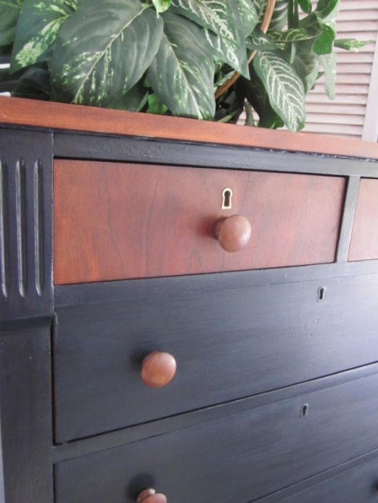 Navy blue Dresser with English Chestnut stained top