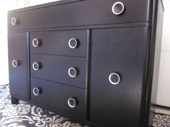 Black buffet with Large Button Hardware