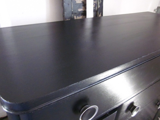 Black buffet with Large Button Hardware
