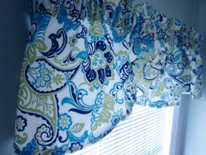 window valance, blue and green