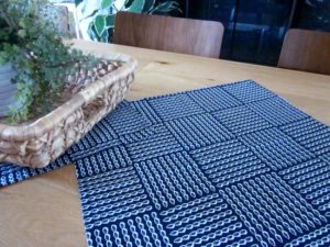 blue napkins on dining table