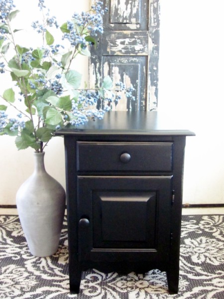 black side table, enamel paint