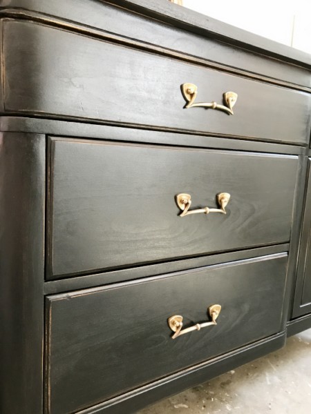 black stained antique sideboard buffet
