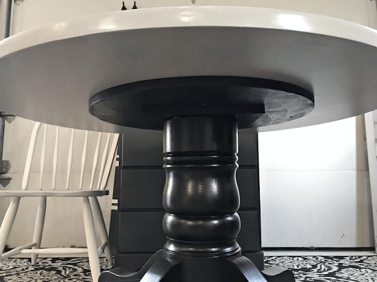 Gray table black base dining table