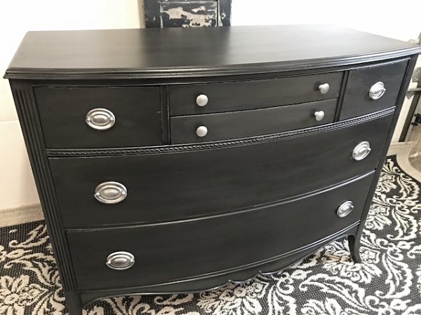 Antique dresser, general finishes black glaze over gray