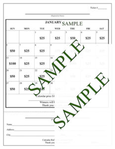 Cash Calendar Raffle sample