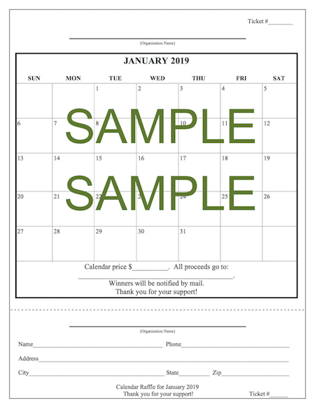 Jan2019 blank calendar raffle sample