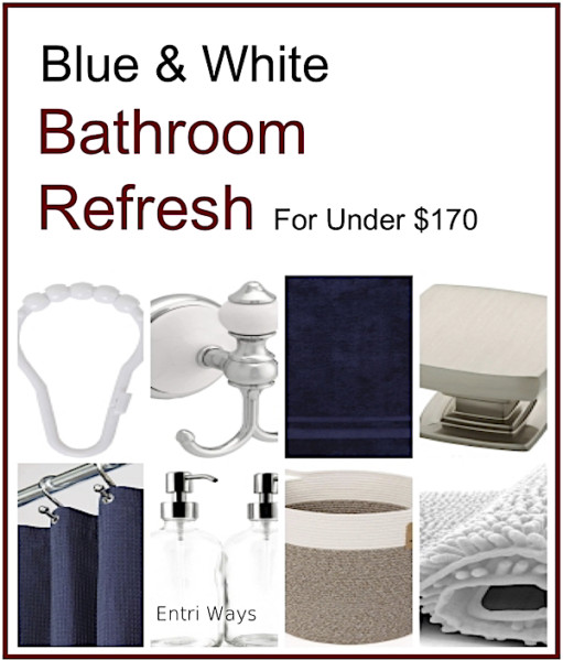 kids bathroom; blue & white bathroom refresh
