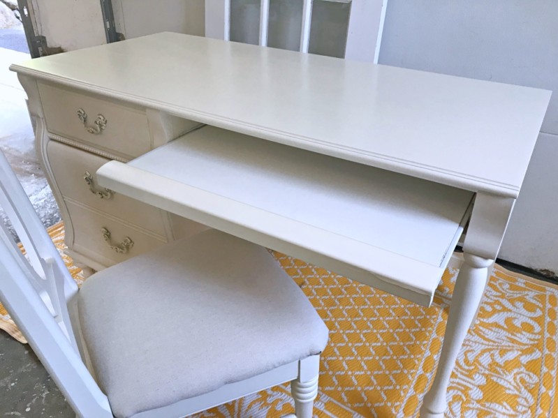 antique white desk, factory finish