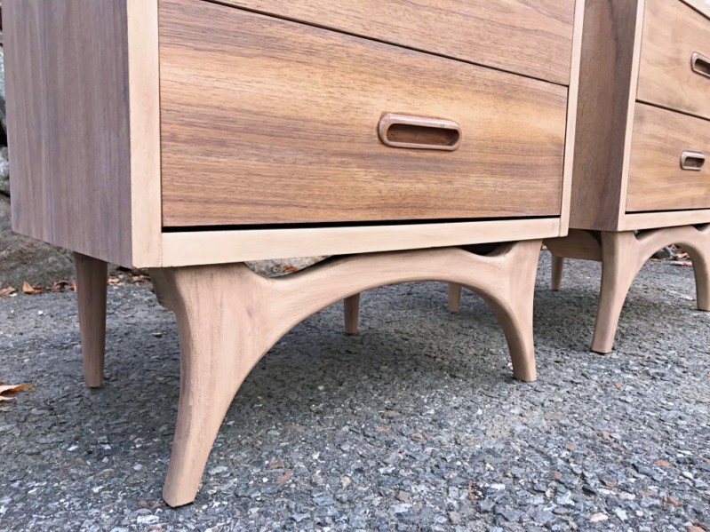 pottery barn seadrift finish, natural wood end tables