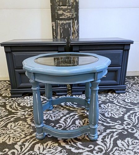 Languid blue side table, blue end table