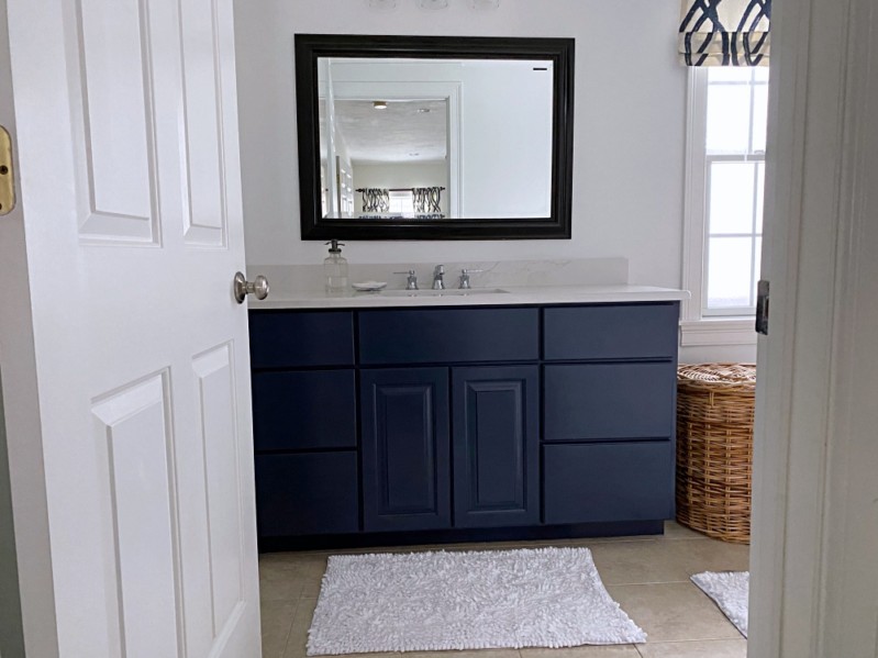Master Bathroom Update Ideas, naval, navy blue vanity cabinet