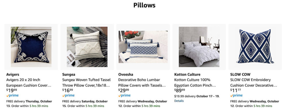 Amazon pillows idea list