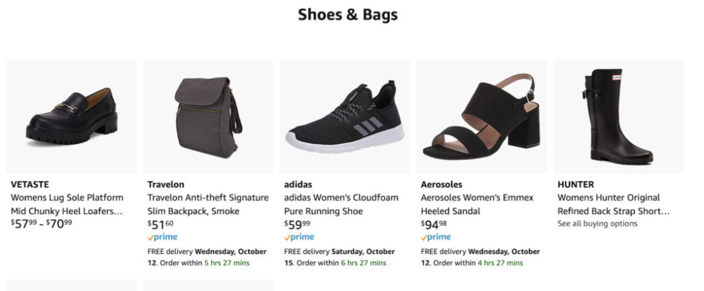 amazon shoes and bags idea list