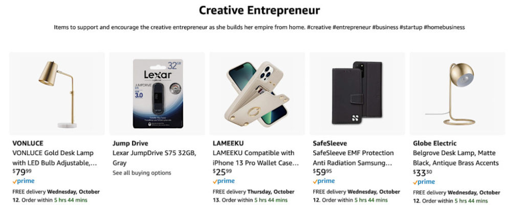 amazon creative entrepreneur idea list