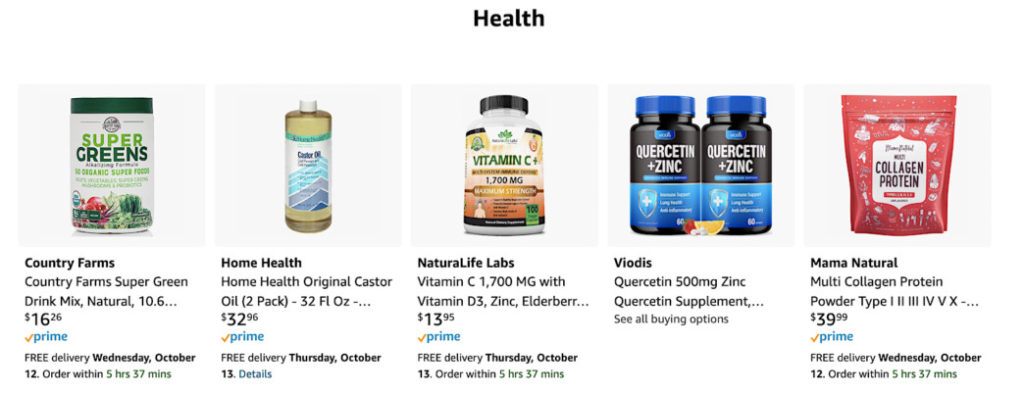 Amazon health idea list