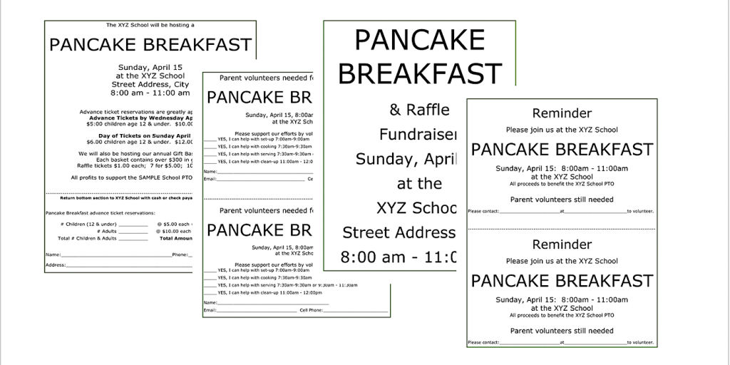 Pancake Breakfast forms